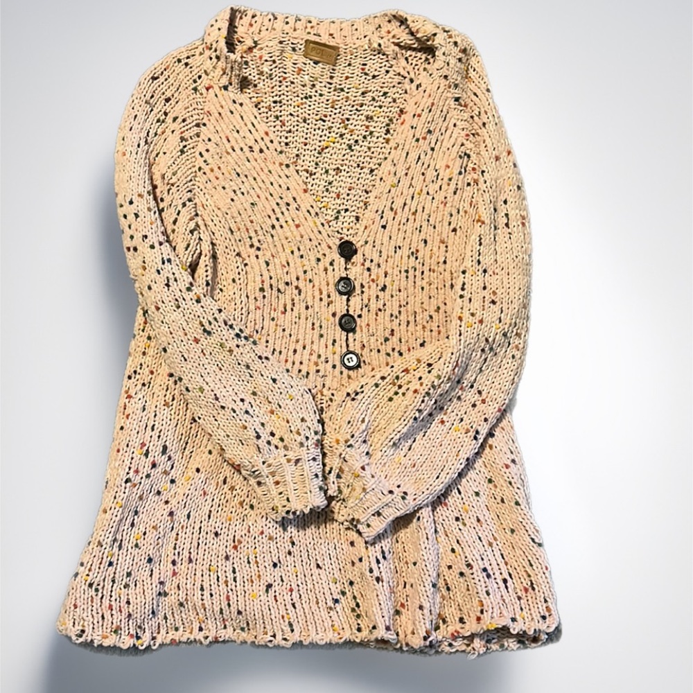 Chunky knit pink confetti sweater. Like new